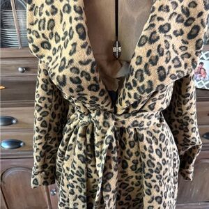 Mud Pie Leopard Print Jacket with Tan Lining